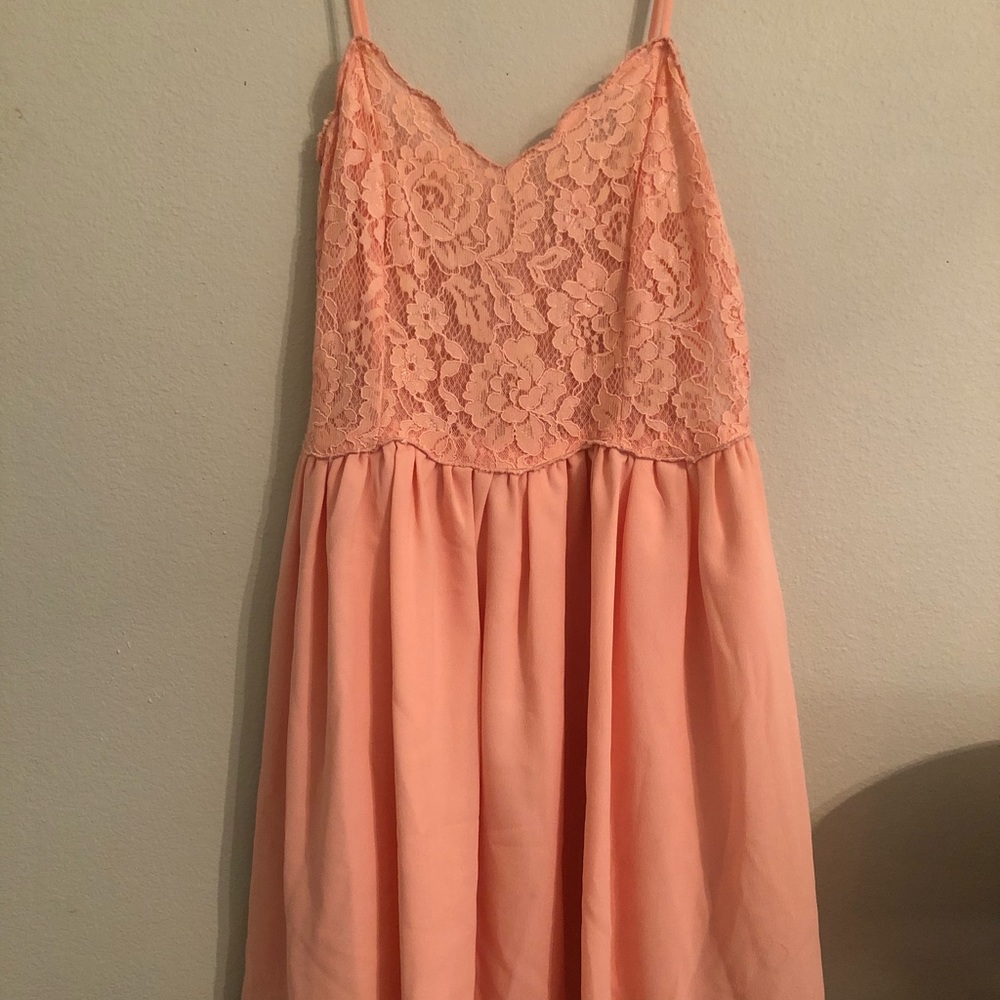 light pink dress with lace top
